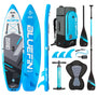 Bluefin SUP CRUISE 2020 Stand Up Paddle Board Set - Blau 10"8': Blaues aufblasbares SUP-Board zum Stehpaddeln auf Gewässern.