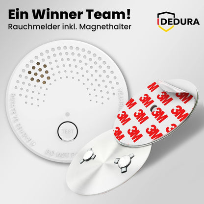 dedura Rauchmelder mit Magnethalterung, 10er Set, DIN EN 14604