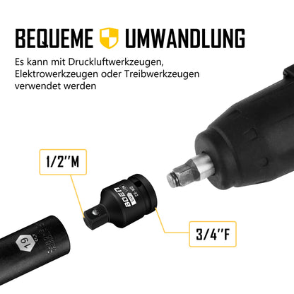 Mr.wintek Schlagadapter-Set 8-teilig, Stecknuss-Adapter 1/4" bis 1"
