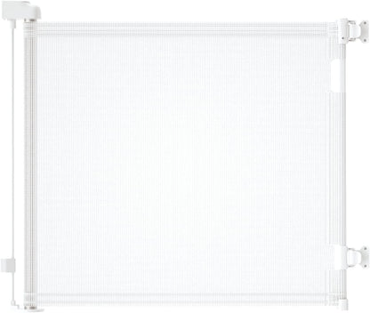 derimkcoa Treppenschutzgitter ausziehbar 0-140 cm weiss mit einziehbarem Netzgitter