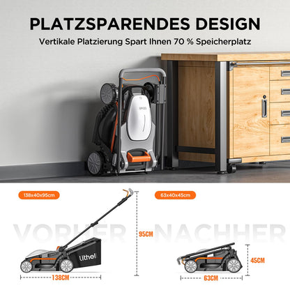 Litheli Akku-Rasenmäher 20V, 33 cm Schnittbreite, 30 l Fangkorb