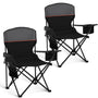 HIGH POINT SPORTS Campingstuhl faltbar 2er-Set bis 102 kg schwarz – Stahlrahmen, Armlehnen und Getränkehalter
