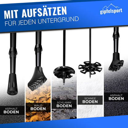 gipfelsport Nordic Walking Stöcke Carbon, verstellbar 77-120 cm
