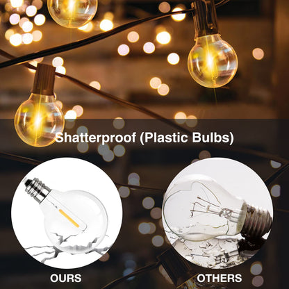 GPATIO LED Lichterkette aussen 30 m mit 50+2 G40 Glühbirnen, IP45