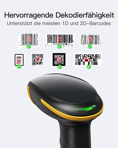 Inateck BCST-23 Barcode Scanner kabellos, 1D 2D QR Handscanner