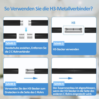 Tuqaki Duschvorhangstange U-/L-Form, verstellbar, schwarz