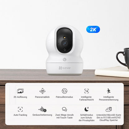 EZVIZ CP1 Pro 2K WLAN-Überwachungskamera für innen, 360°, 2er-Pack