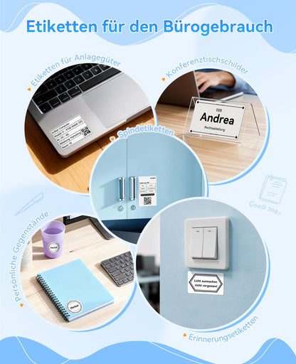 NIIMBOT B1 Etikettendrucker Bluetooth mit 3 Etikettenrollen, Silber