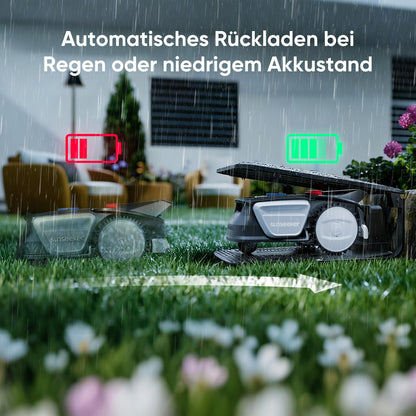 Sunseeker V1 Mähroboter ohne Begrenzungskabel mit Garage, bis 300 m²