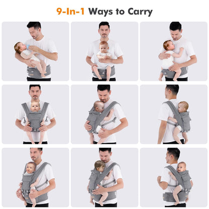 Kisdream Babytrage 9-in-1, ergonomisch, für Babys 3–36 Monate