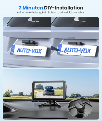AUTO-VOX Solar3A Plus Funk-Rückfahrkamera mit 5-Zoll-1080P-Monitor