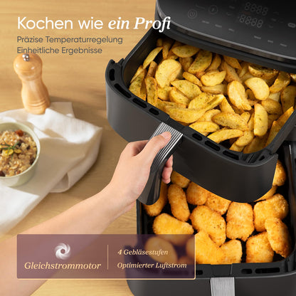 COSORI Airfryer Heissluftfritteuse 10,8 L, 2 Kammern, Silbergrau