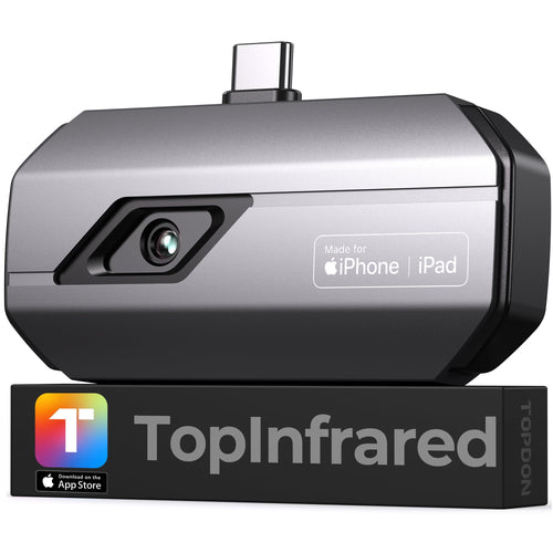 TOPDON TC002C Wärmebildkamera für iOS Typ-C - 256x192 IR. Schwarz, kompakt. Misst IR für Temperaturdiagnose.