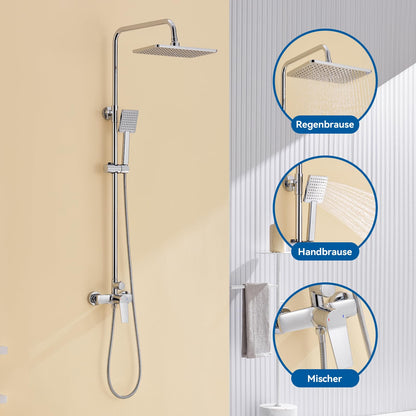 Auralum Regendusche Komplettset höhenverstellbar – Chrom
