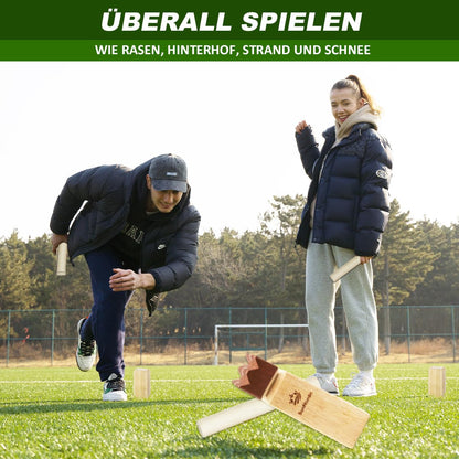 SunNordic Kubb Wikinger Wurfspiel aus Gummibaumholz mit Tragetasche