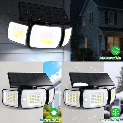 INTELAMP Solarleuchte für Aussen mit Bewegungsmelder, 1200 Lumen, IP65