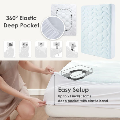 EHEYCIGA Gel Topper 160x200 cm Memory Foam Matratzentopper Weiss