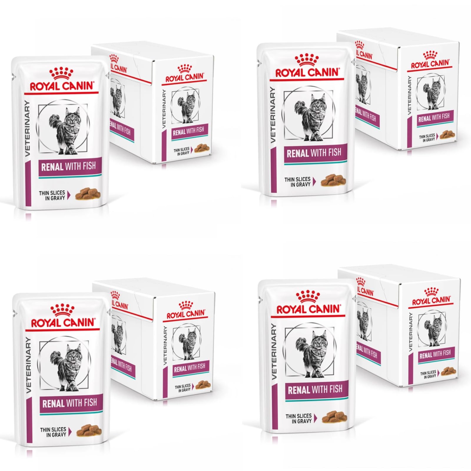 Royal Canin Vet Renal Fish Diät Katzenfutter – 4x12x85g, komplettes Diät-Nassfutter für Katzen mit Niereninsuffizienz.