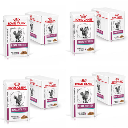 Royal Canin Vet Renal Fish Diät Katzenfutter – 4x12x85g, komplettes Diät-Nassfutter für Katzen mit Niereninsuffizienz.