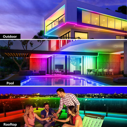 httpsmp LED Streifen Outdoor IP68 RGBIC 20m mit App und Fernbedienung