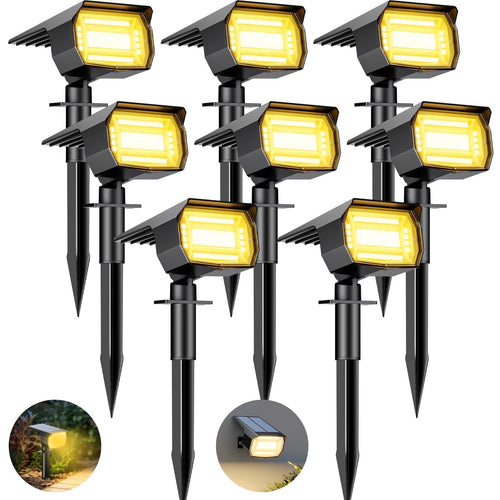 btfarm Solarstrahler für Aussen, 8er-Set, 72 LED, IP65, warmweiss