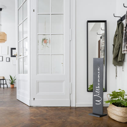 TOPANBIETER 999 Willkommensschild Dekoaufsteller Metall 77 cm schwarz