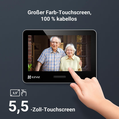 EZVIZ EP4 WLAN Türspion mit 4K Kamera, 5,5-Zoll-Display, Silber