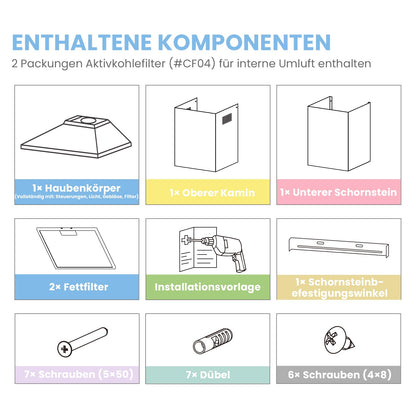Comfee CH60A17EM400SS Dunstabzugshaube 60 cm Wandhaube, Silber