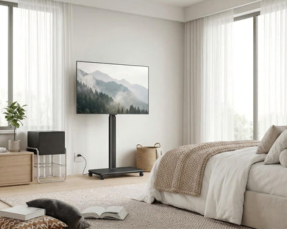 FITUEYES TV-Bodenständer rollbar, schwenkbar, 32–70 Zoll, bis 40 kg