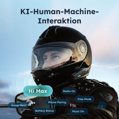 ASMAX S1 Motorrad Bluetooth Headset mit Mesh Intercom, Doppelpack
