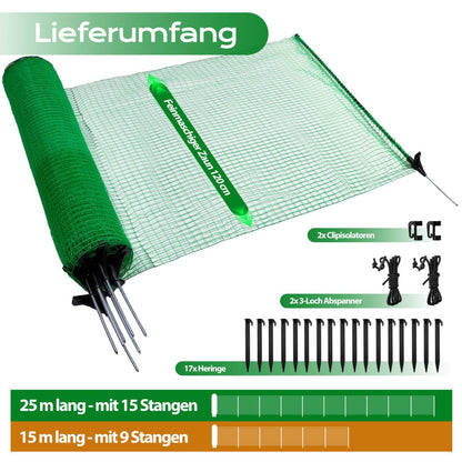 Signstek Mobiler Begrenzungszaun, Steckzaun 25 m, 120 cm, grün