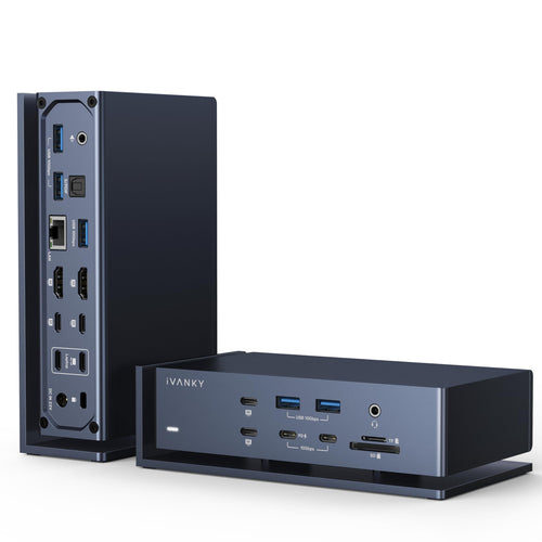 iVANKY FusionDock Max 1 Dual TB4 Docking Station – Mac Quad 6K, rechteckig, dunkel. Erweitert Konnektivität.