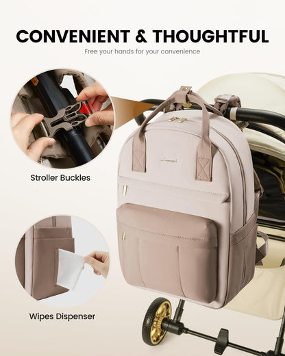 LOVEVOOK Wickelrucksack mit Wickelauflage, Beige-Khaki