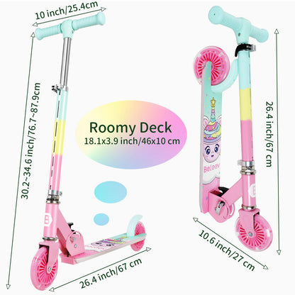 BELEEV V2 Kinder Scooter mit LED-Rädern, faltbar und höhenverstellbar