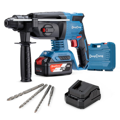 DongCheng Akku-Bohrhammer 18V, 2,8 J, SDS-plus, inkl. 4Ah Akku, kompakt, mit Anti-Vibrationsgriff