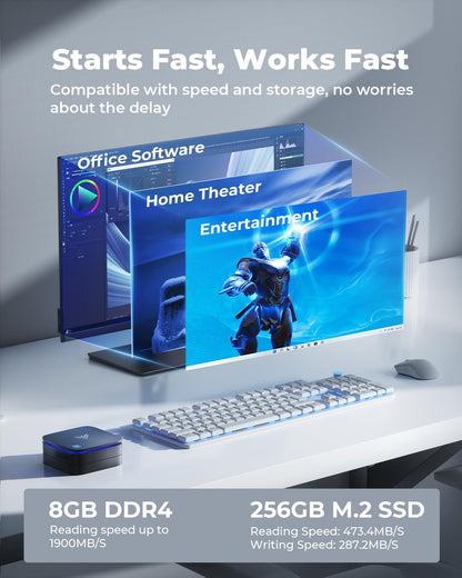 NiPoGi AK1PLUS Mini PC - Intel N95, 8GB RAM, 256GB SSD