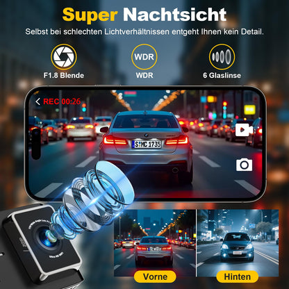 ZOBMIO A13 Dashcam Auto vorne und hinten mit 4K, GPS und WLAN