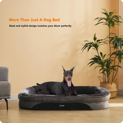 HMTOPE Orthopädisches Hundebett für grosse Hunde – 122x90cm, Dunkelgrau
