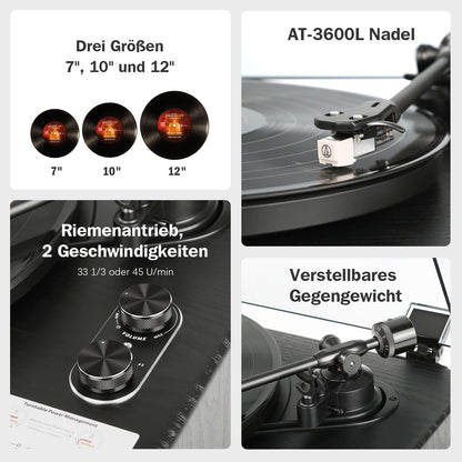 1 by ONE All-in-One Vinyl Plattenspieler – Bluetooth Lautsprecher