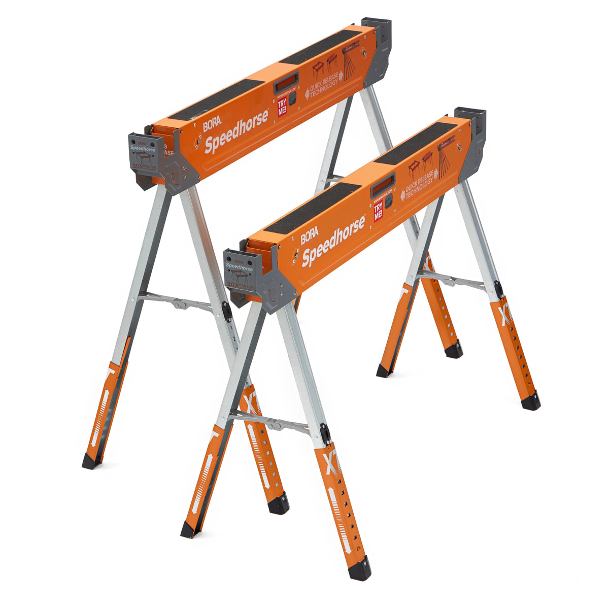 Bora Portamate Speedhorse XT Sägeböcke 2er Set höhenverstellbar Orange. Orange, höhenverstellbar. Dient als stabile Arbeitsauflage.