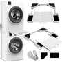 NIUXX Universal Zwischeneinbaurahmen Set für Waschmaschine Trockner mit Regal. Weißer, rechteckiger Metallrahmen mit ausziehbarem Regal zum Stapeln.
