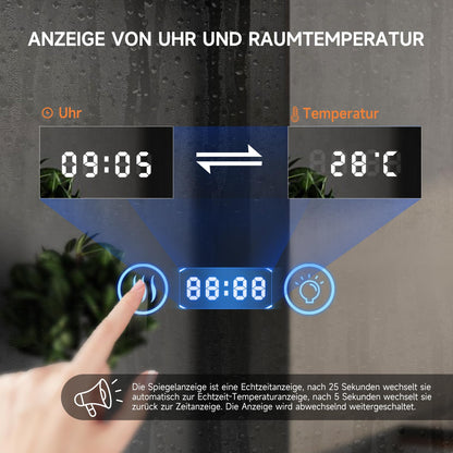 YOLEO LED Badspiegel 80x60cm mit Steckdose & beschlagfrei
