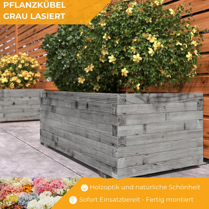 Mega Holz Pflanzkübel Kiefernholz grau lasiert 120x40 cm