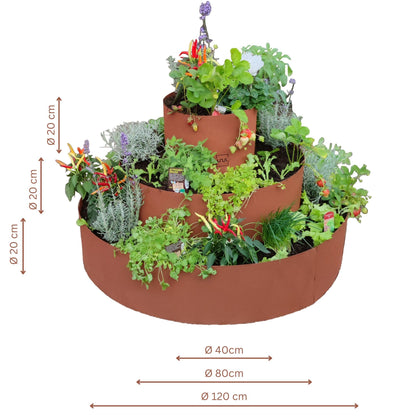 UNUS Garden Kräuterspirale Edelrost, 3 Ebenen, Ø 40–120 cm