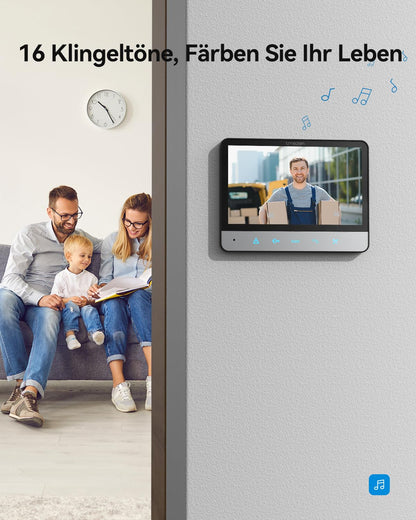 TMEZON Video Türsprechanlage 4-Draht mit 7" Monitor und Kamera