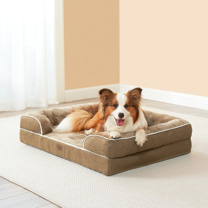 EHEYCIGA orthopädisches Hundebett grosse Hunde Memory Foam - Kamel