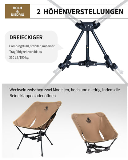OneTigris TIGERBLADE Campingstuhl faltbar 150 kg, Kojote Braun