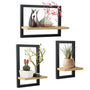 hi-home Wandregal 3er-Set, quadratische Schweberegale aus Holz, Braun, Wandmontage