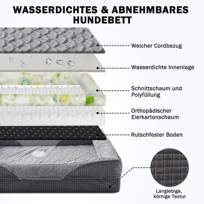 FURTIME Orthopädisches Hundebett Memory Foam, waschbar, 89 x 64 cm