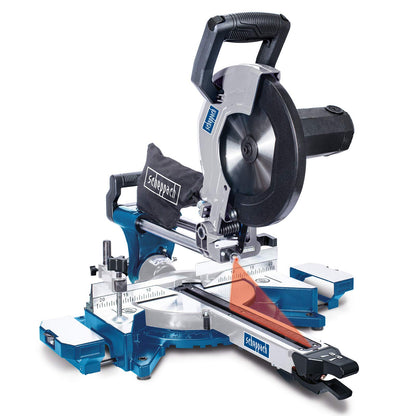 Scheppach HM110MP Multifunktions-Kappzugsäge – 2000W. Blau-schwarze Säge. Für präzise Winkel- & Gehrungsschnitte in Holz, Kunststoff, Metall.